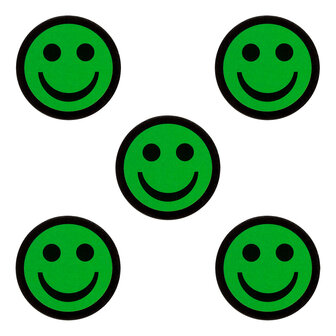 Smiley magneten 2,5 cm groen 5 stuks